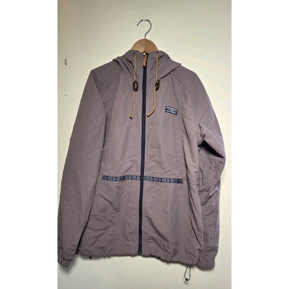 LL Bean Windbreaker Mountain Classic Anorak Jacket Size Med Taupe Outdoor Hiking